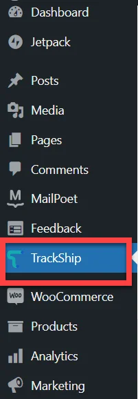 TrackShip Dashboard Option