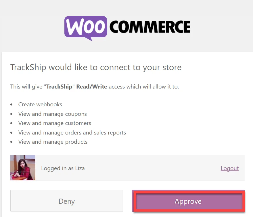Approve TrackShip Access