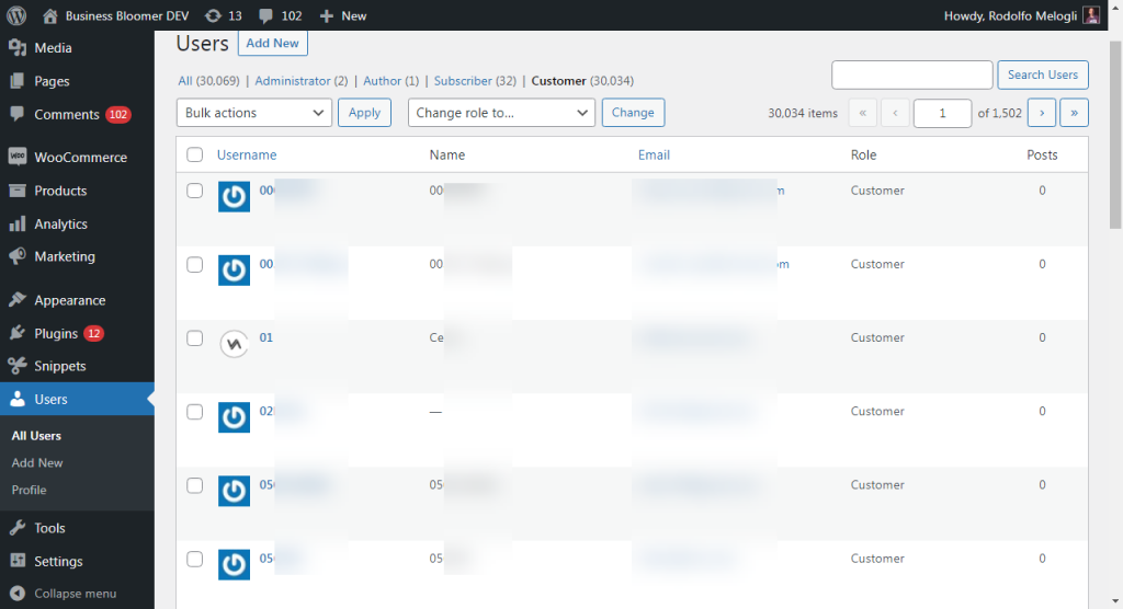 WooCommerce Customer List