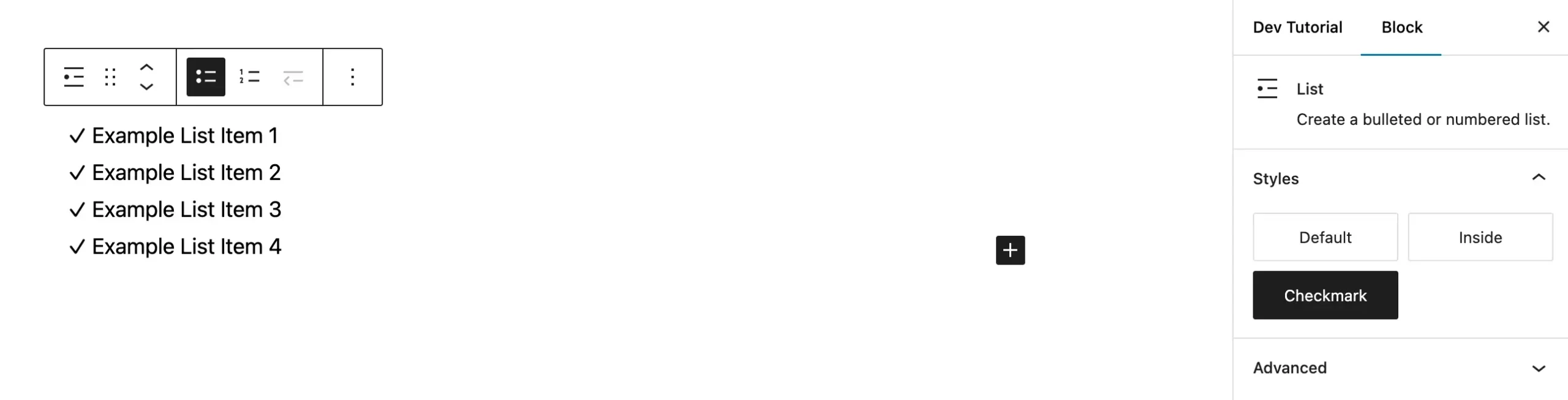 WordPress List Style Checkmark