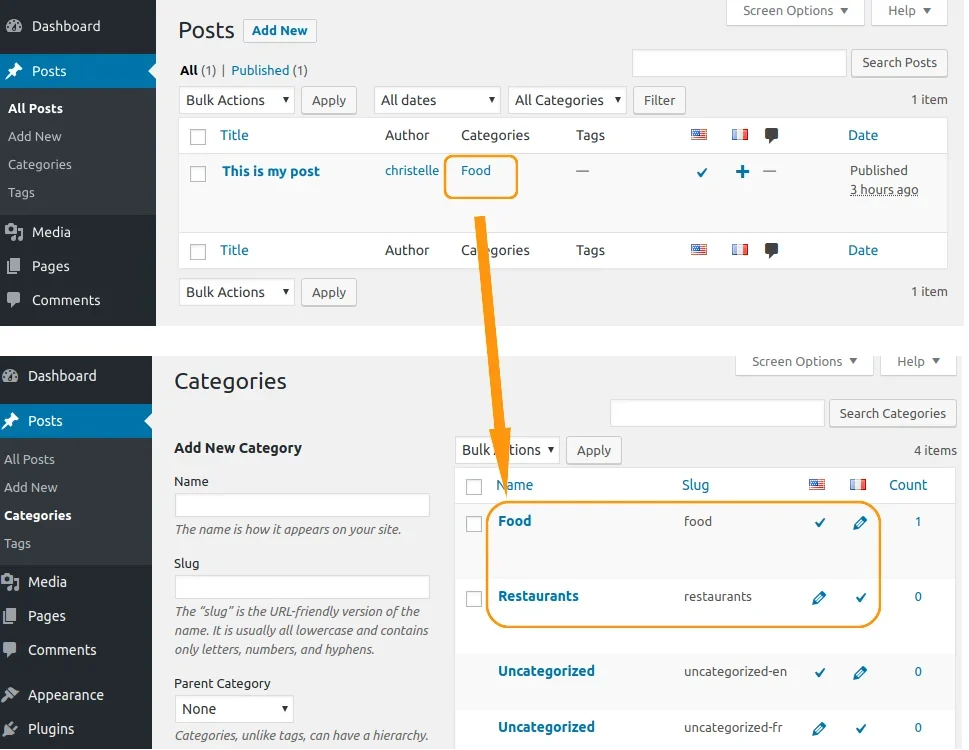 Post with Translated Category