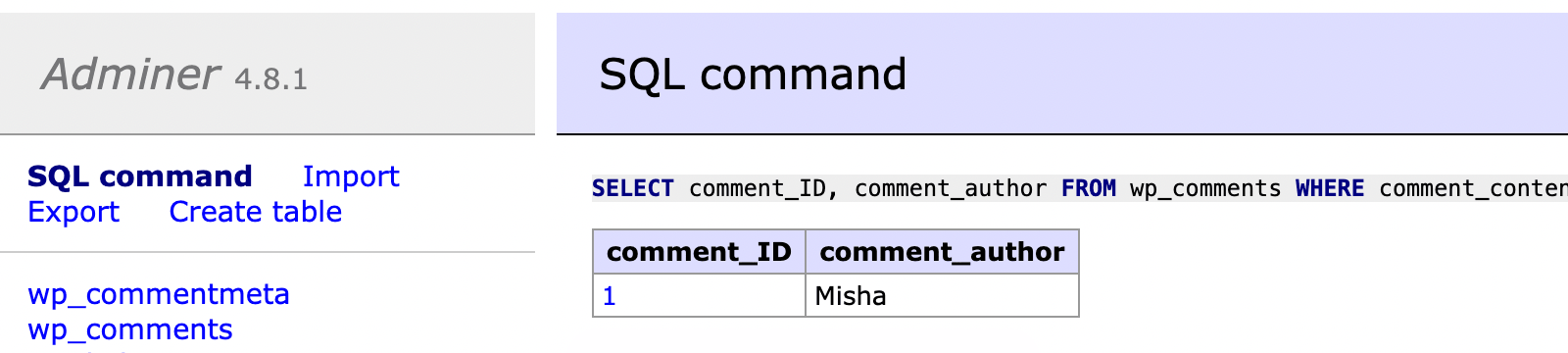 Searching for internal links in comments