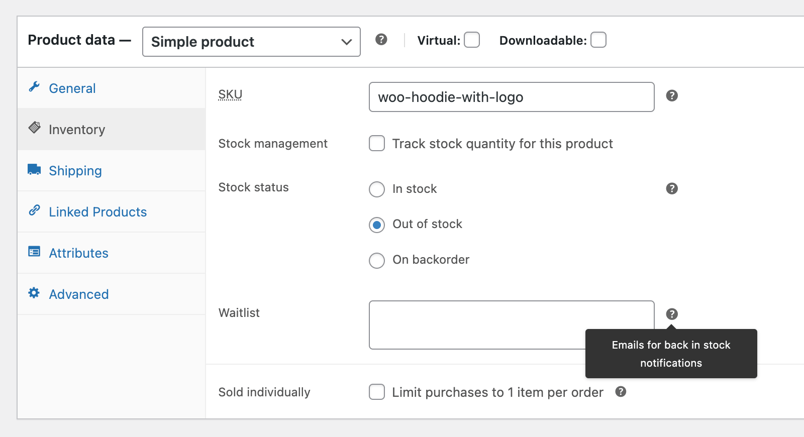 Custom field in WooCommerce admin for waitlist management