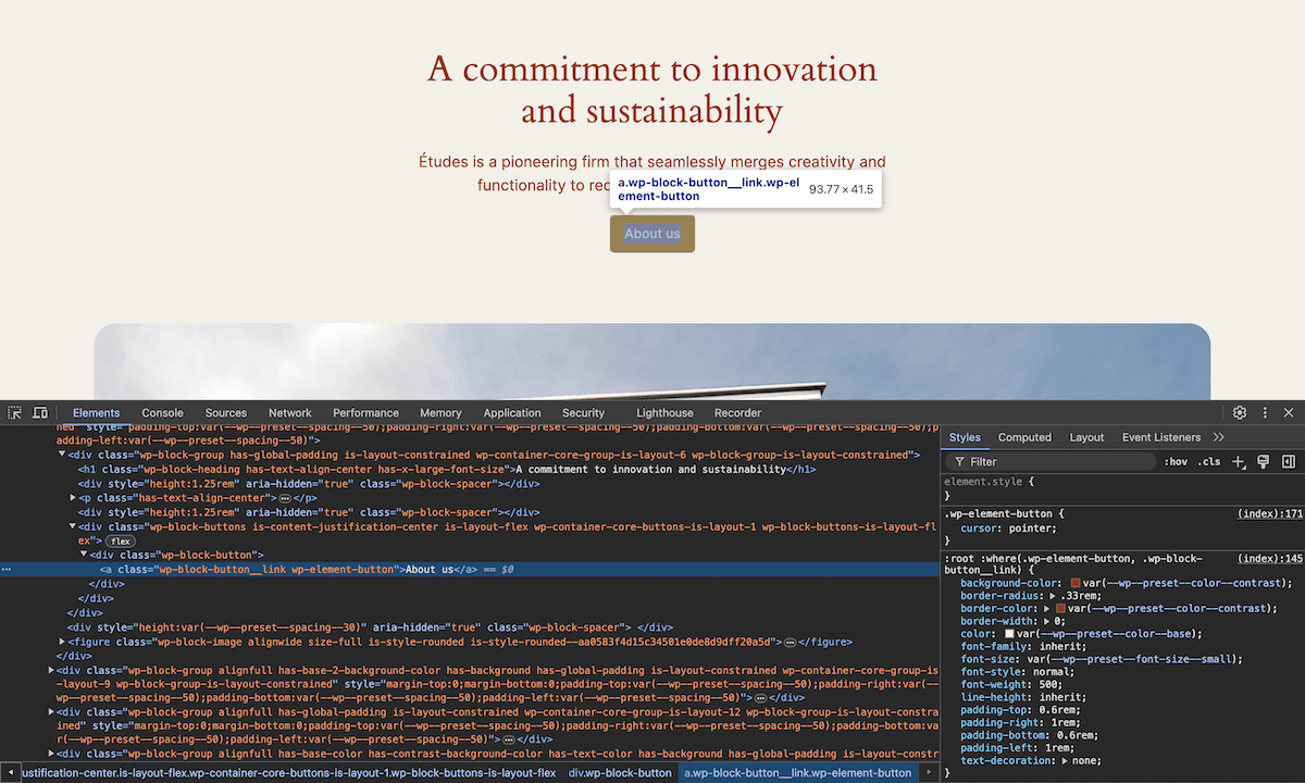 CSS generation from theme.json