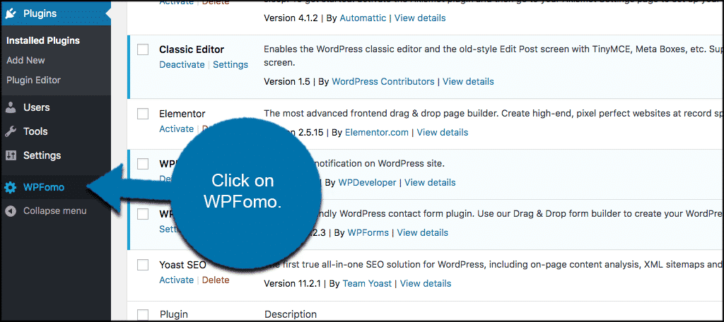 Accessing WPFomo settings