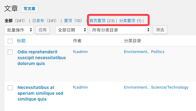 Custom filter links in the WordPress admin post list
