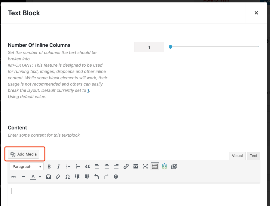Using Add Media in the Avada text editor to insert a video