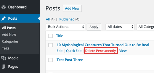 WordPress changes Move to Trash into Delete Permanently when Trash is disabled