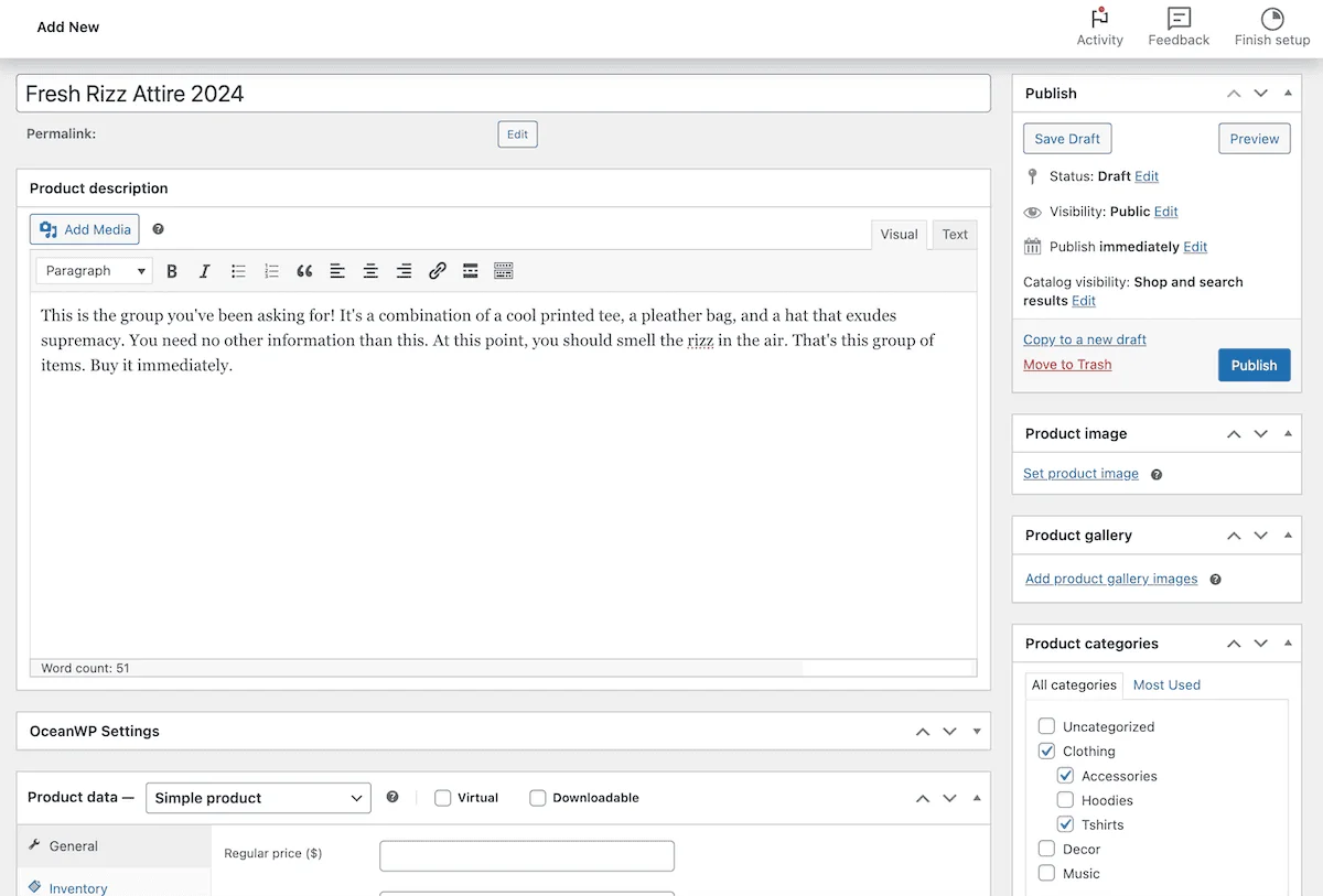 Clothing Group Example