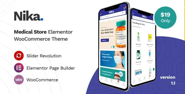 Nika e-commerce theme for online sales of drugs and medical devices