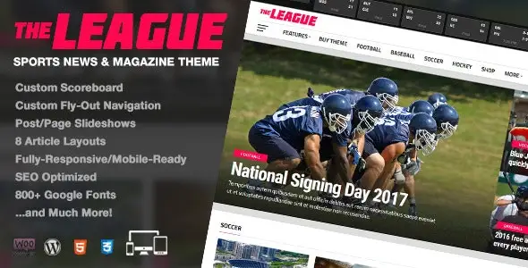 The League Theme Fresh and compact WordPress team news magazine theme