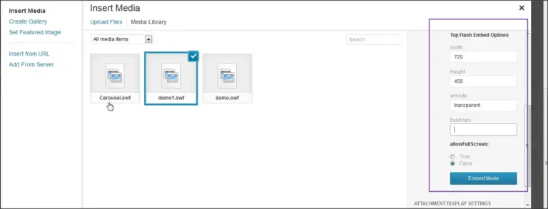 A plug-in that makes inserting swf files as easy and convenient as inserting videos Top Flash Embed